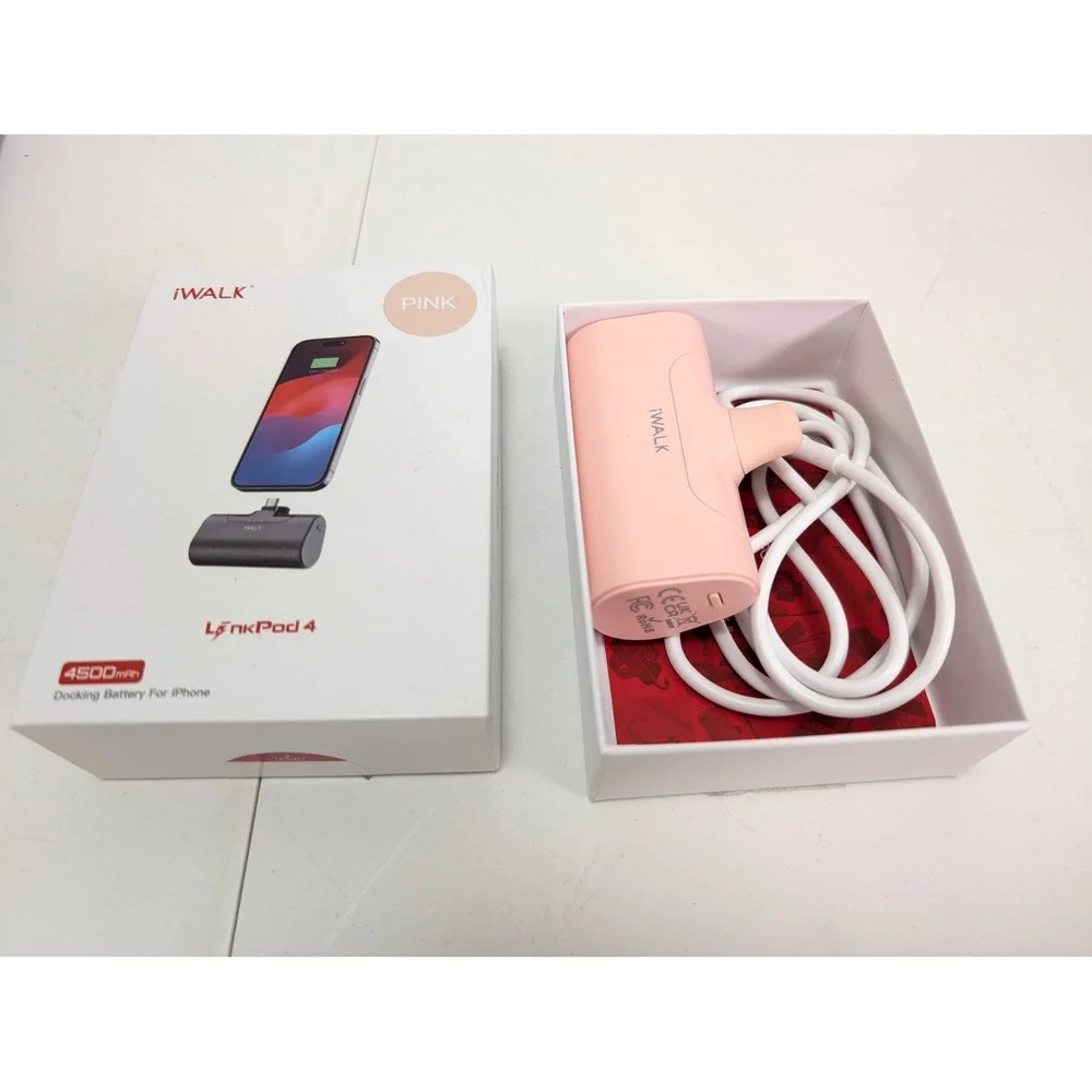 iWALK LinkPod 4 4500mAh Portable Charger USB C Fast Charging Pink DBL4500NC